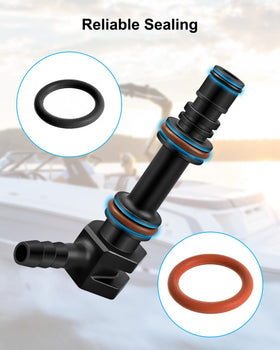 HZSIFU connector installed on a MerCruiser stern drive demonstrating leak-free connection