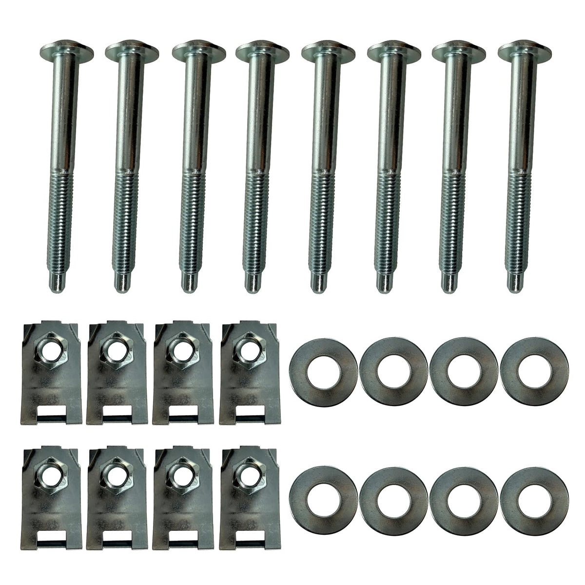IBESTWOLF front view of hardware kit showing bolts, nuts and washers for quick identification