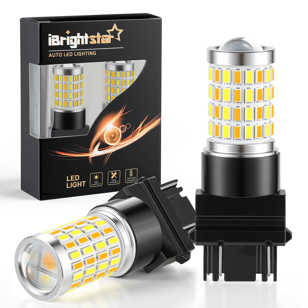 iBrightstar front view showing bulb pair and paint-matched housing for easy upgrade