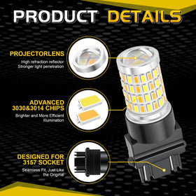 iBrightstar bulbs beside ruler showing compact size for straightforward replacement benefit