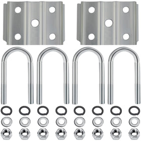 iBroPrat front view of full U-bolt kit showing organized parts and corrosion protection