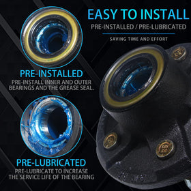 iBroPrat hardware laid out showing included bearings, nuts, seals and caps for convenience