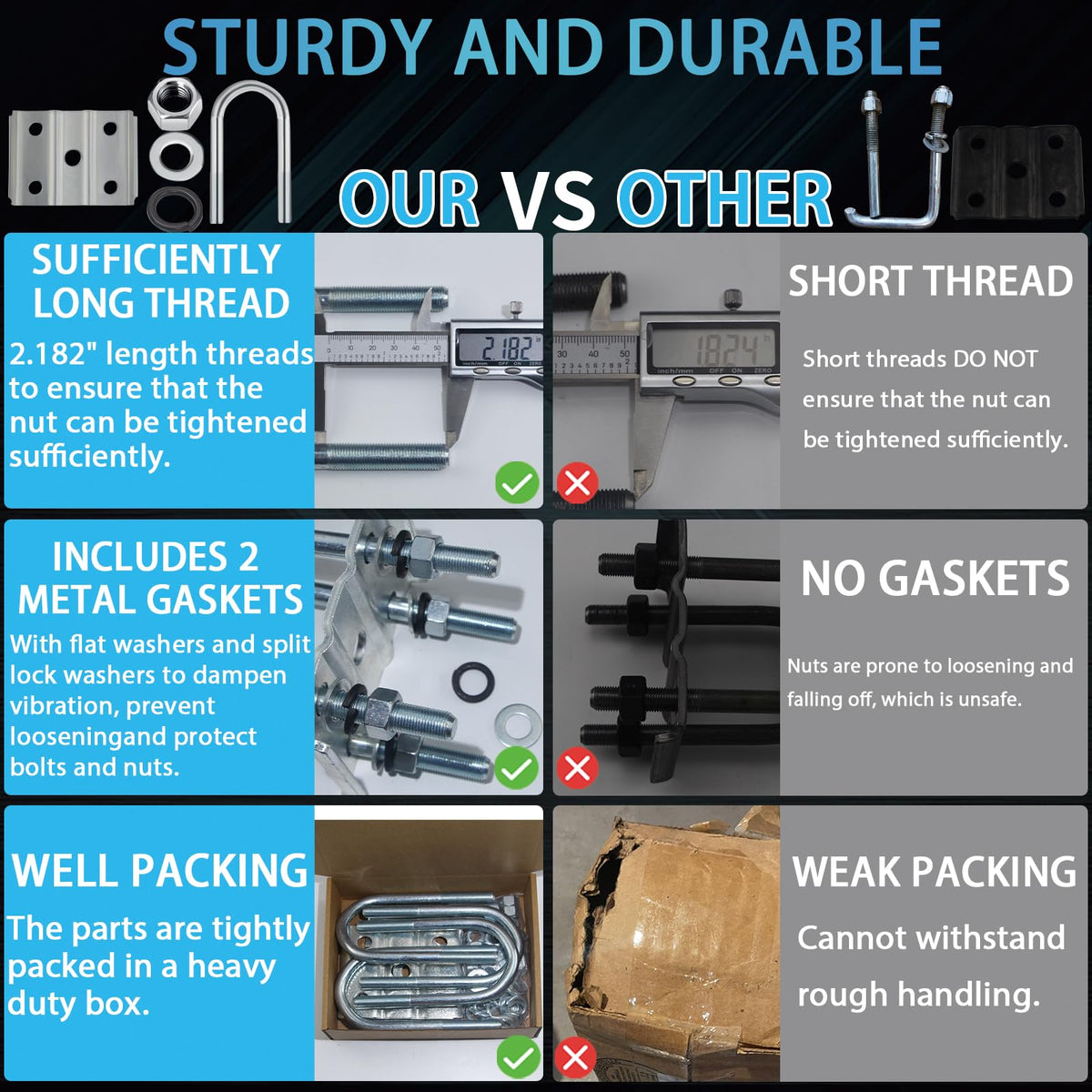 iBroPrat complete hardware layout with nuts and washers for reliable vibration resistance