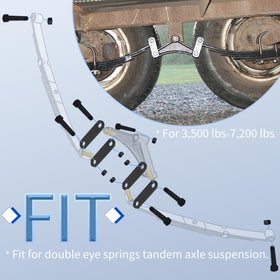 iBroPrat shackle installed on trailer double-eye spring demonstrating secure fit