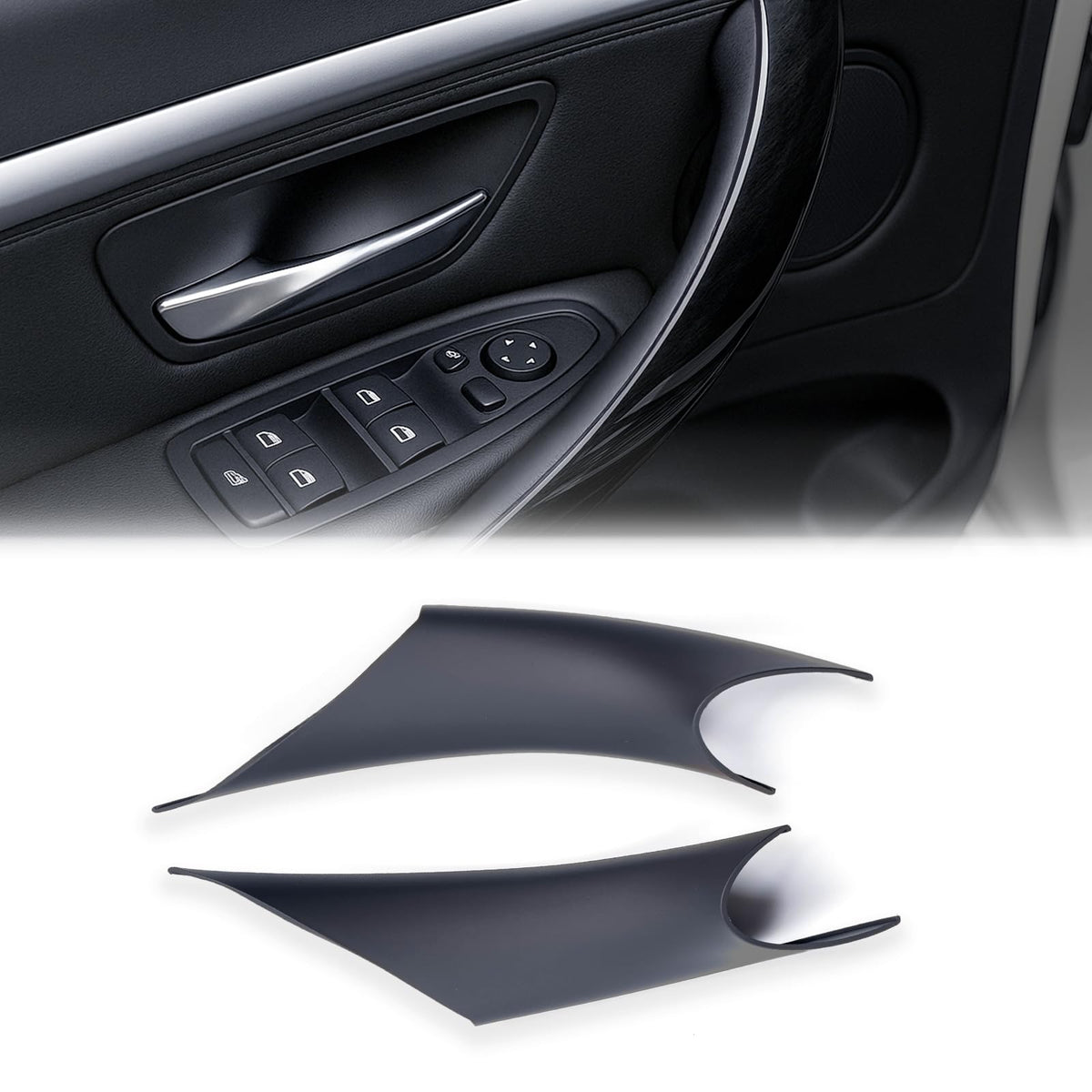 iCarPro front view of two black handle covers showing fit and finish benefit