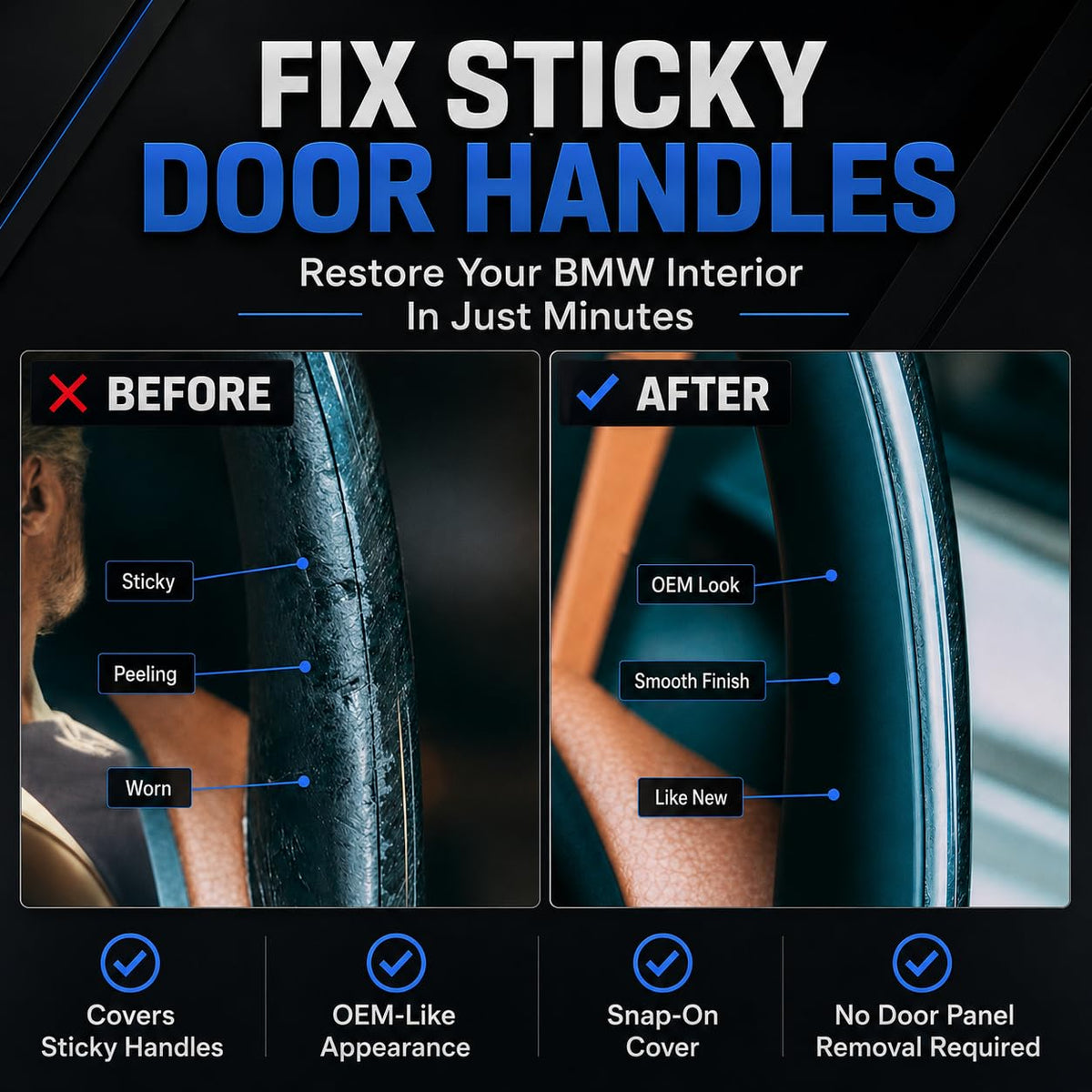 iCarPro installed on front door handle demonstrating restored look benefit