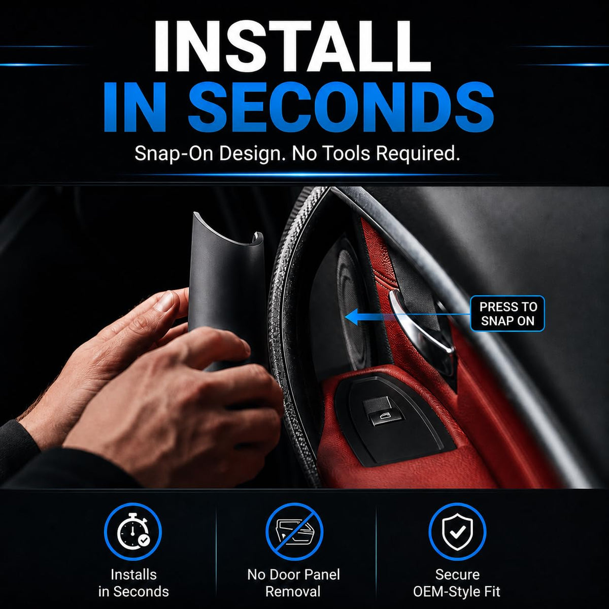 iCarPro installed on rear door handle showing uniform interior benefit