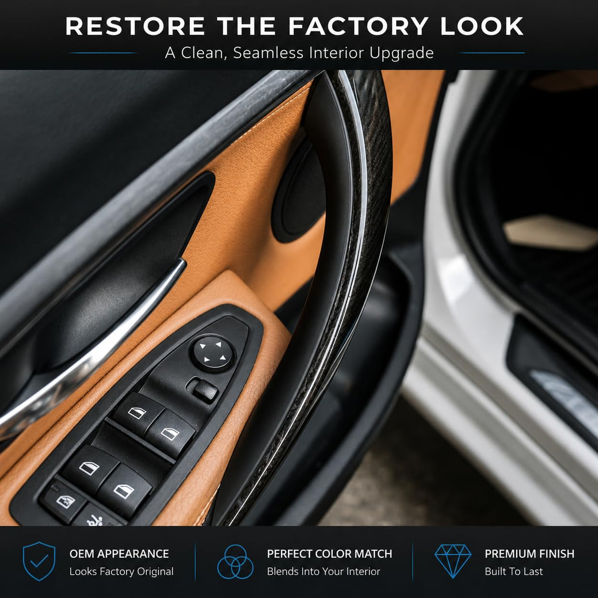 iCarPro interior shot showing refreshed door handle enhancing cabin appearance benefit