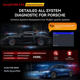 iCarsoft POR V3.0 rear view highlighting ports and durable connectors benefit