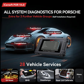iCarsoft POR V4.0 touchscreen displaying live engine data for faster troubleshooting
