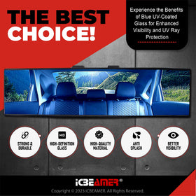 ICBEAMER close-up of blue-tint surface reducing glare for clearer night vision