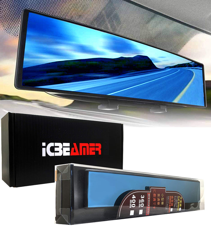 ICBEAMER front view of 14.2-inch mirror showing full coverage and fit benefit