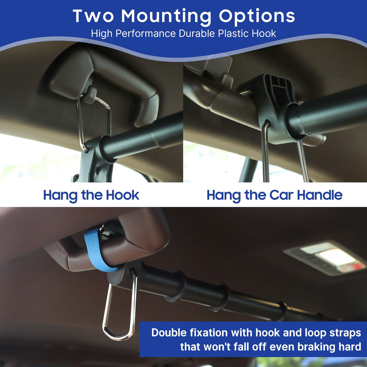 IceFun hook-and-loop strap connection securing bar to grab handles for stability