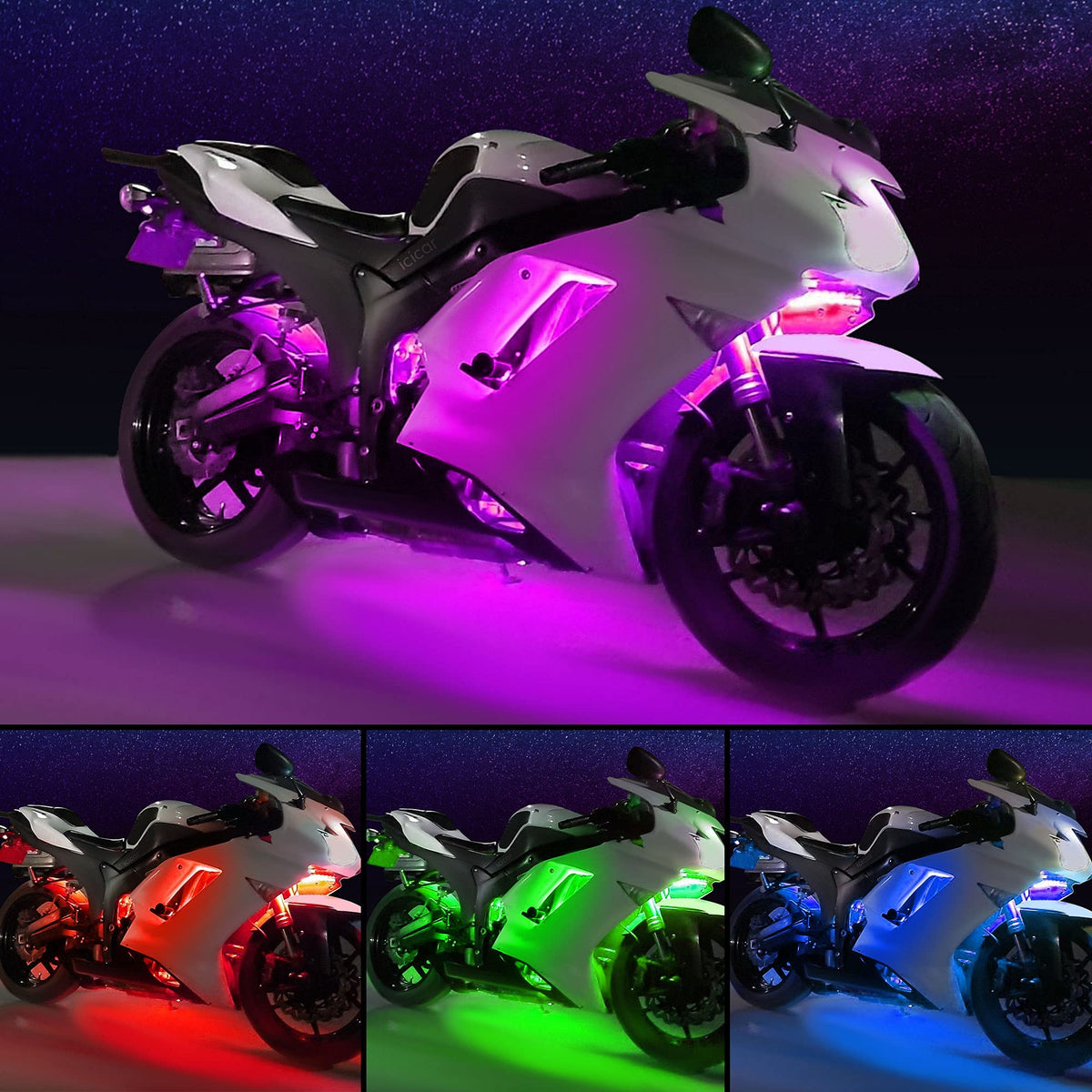icicar controller microphone close-up syncing lights to music for dynamic ride visuals