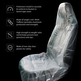 ICWEIMEI clear seat cover fitted on car seat illustrating complete protection