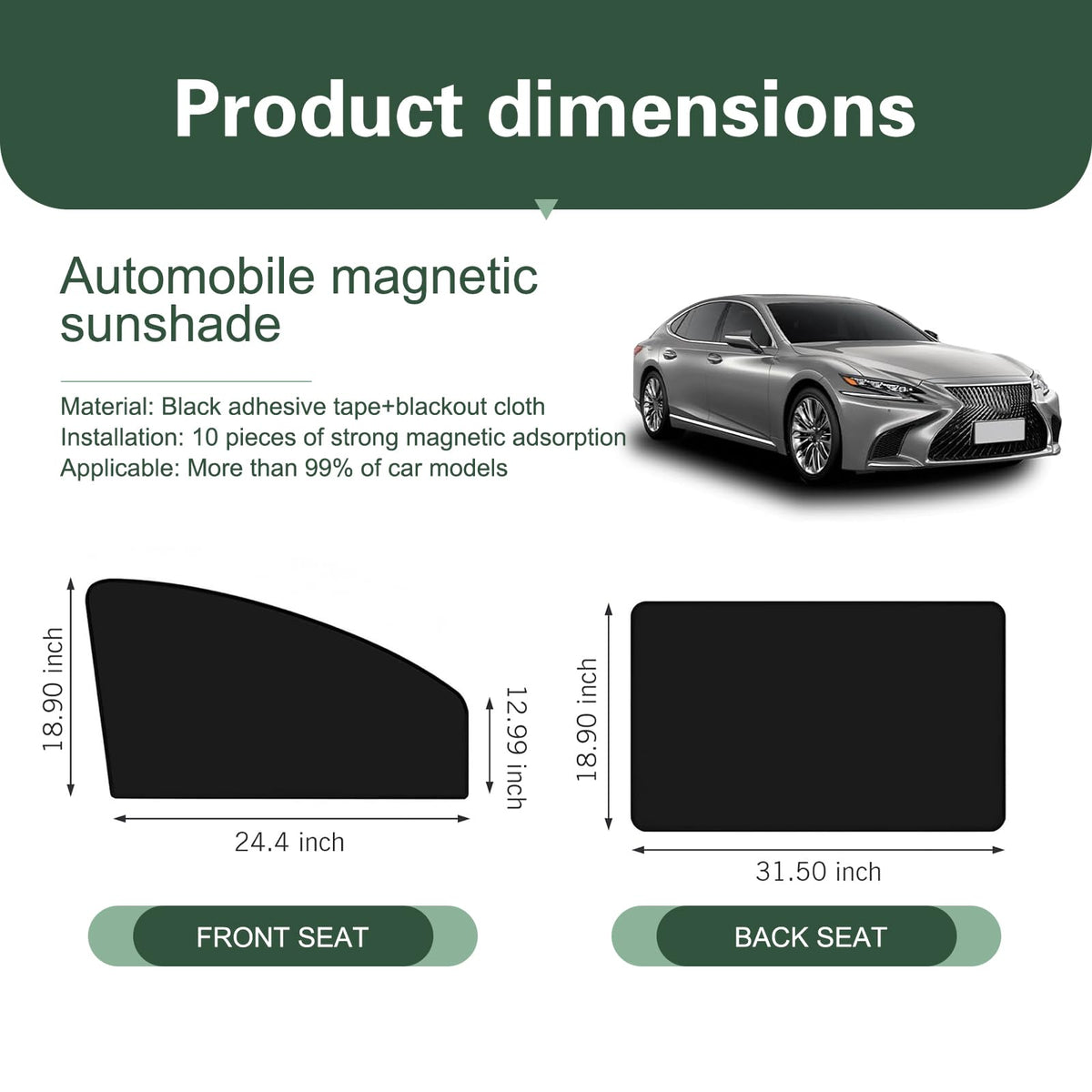 Icyfond rear window shade providing full coverage and heat insulation