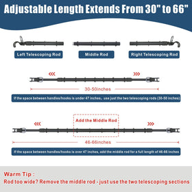 Idefair full-width view in van demonstrates adjustable 30–66 inch span