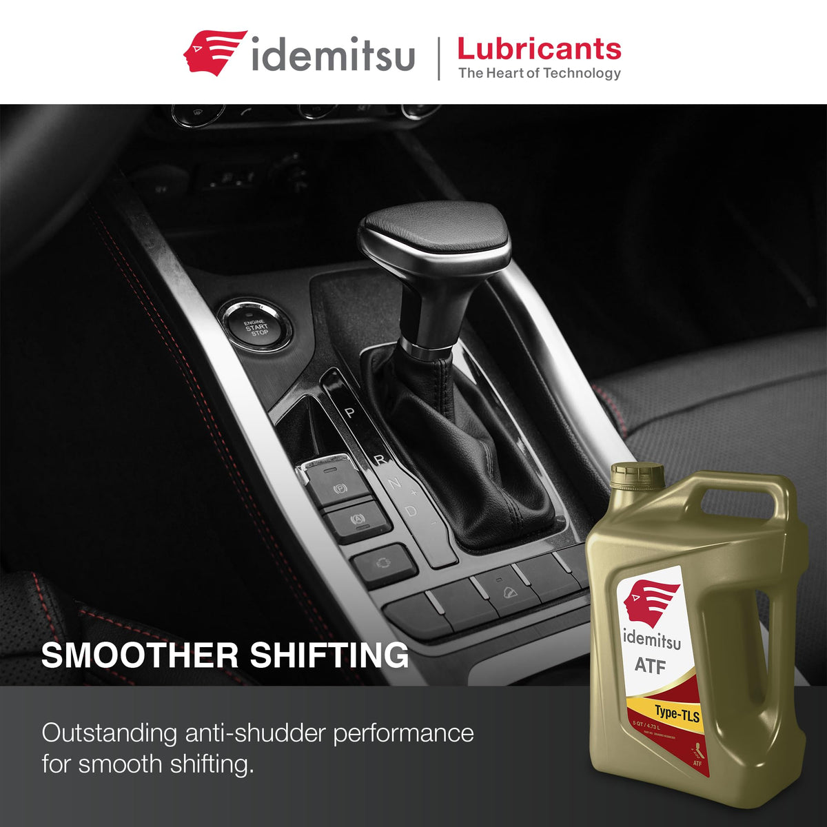 Idemitsu pour spout close-up showing easy pouring and spill reduction benefit