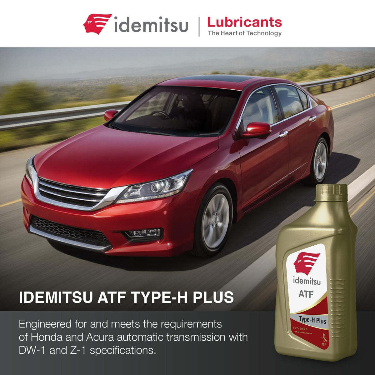 Idemitsu ATF Type H-Plus side view with cap highlighting spill-resistant design