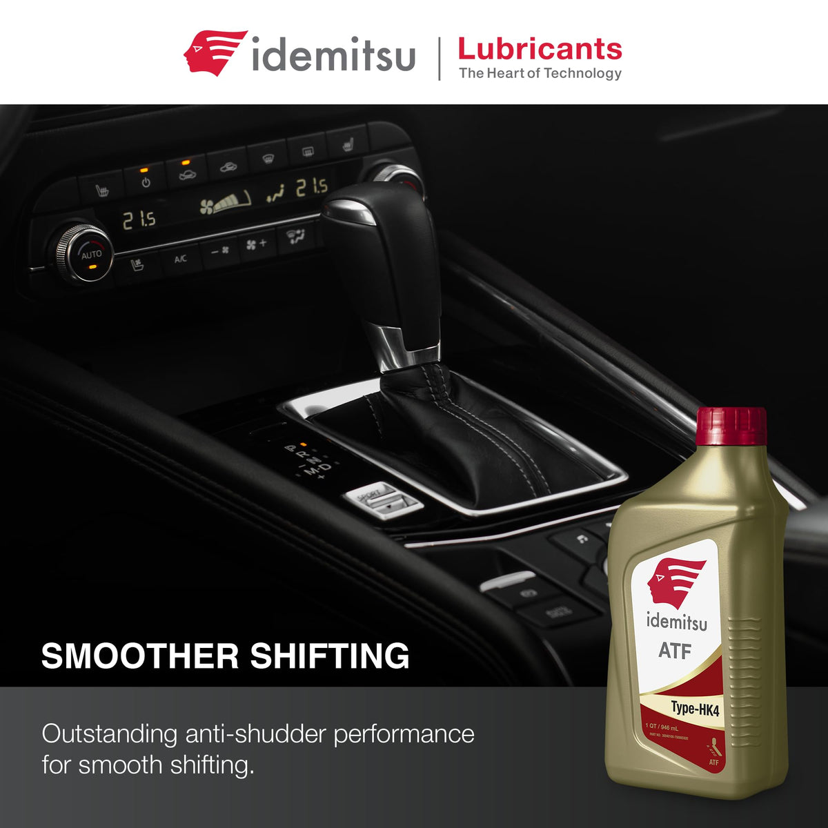 Pouring Idemitsu ATF Type HK4 into transmission funnel illustrating easy, mess-free service