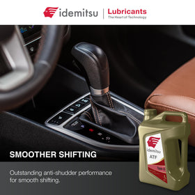 Idemitsu ATF Type S close-up label text highlighting Matic-J/D compatibility benefit