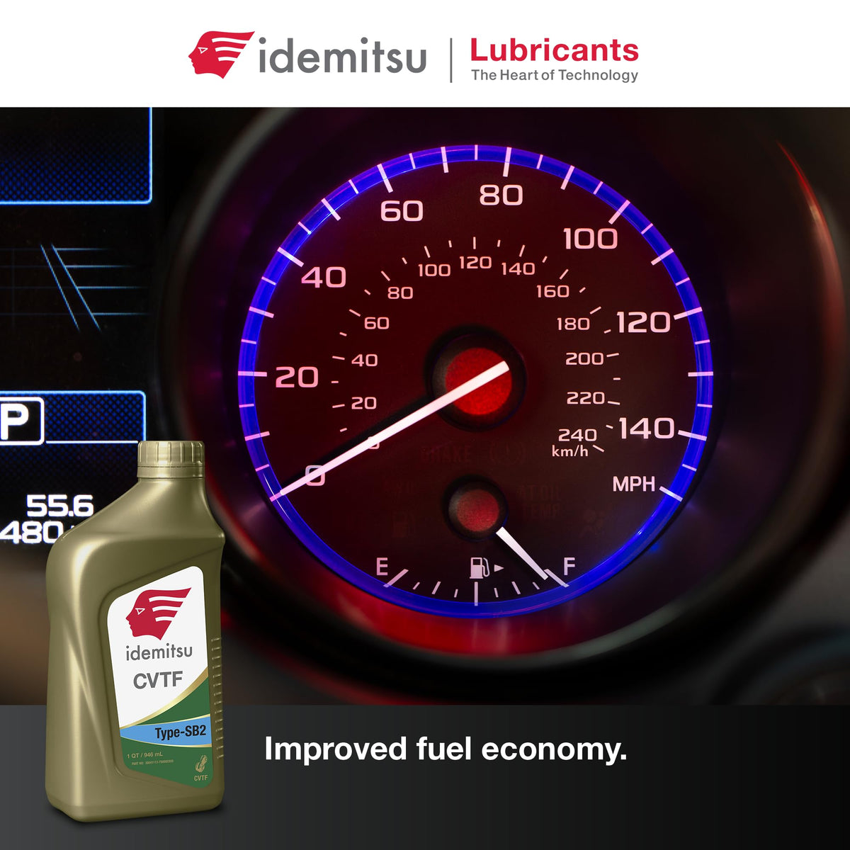 Idemitsu bottle in a garage with tools, suggesting professional use and trusted maintenance