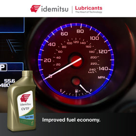 Idemitsu bottle in a garage with tools, suggesting professional use and trusted maintenance