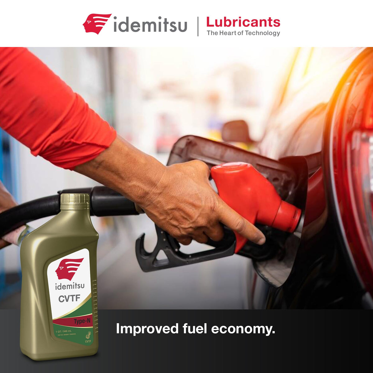 Idemitsu in a garage setting showing professional-grade CVT fluid for technicians