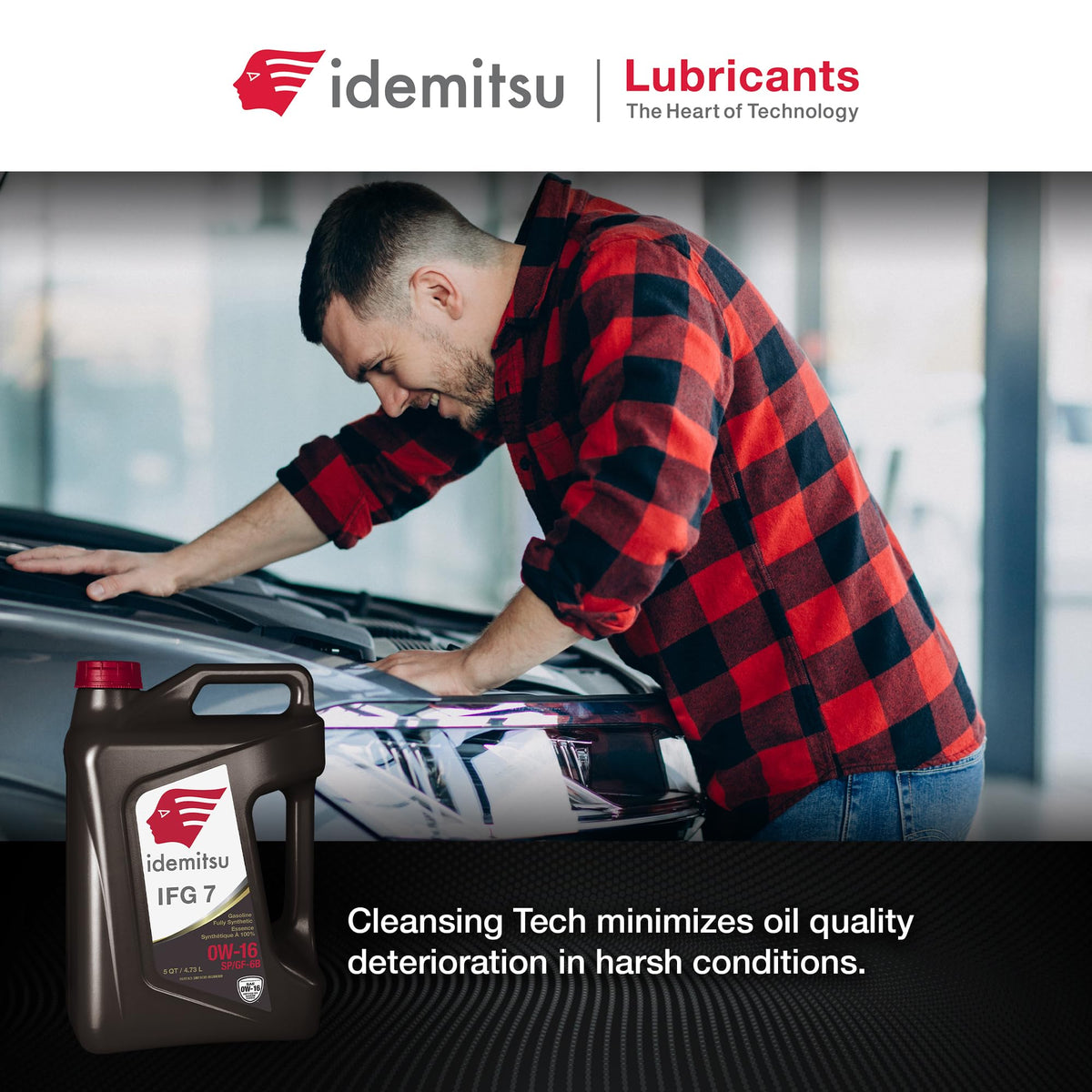 close-up of Idemitsu IFG7 oil texture showing clarity and low-viscosity for quick lubrication
