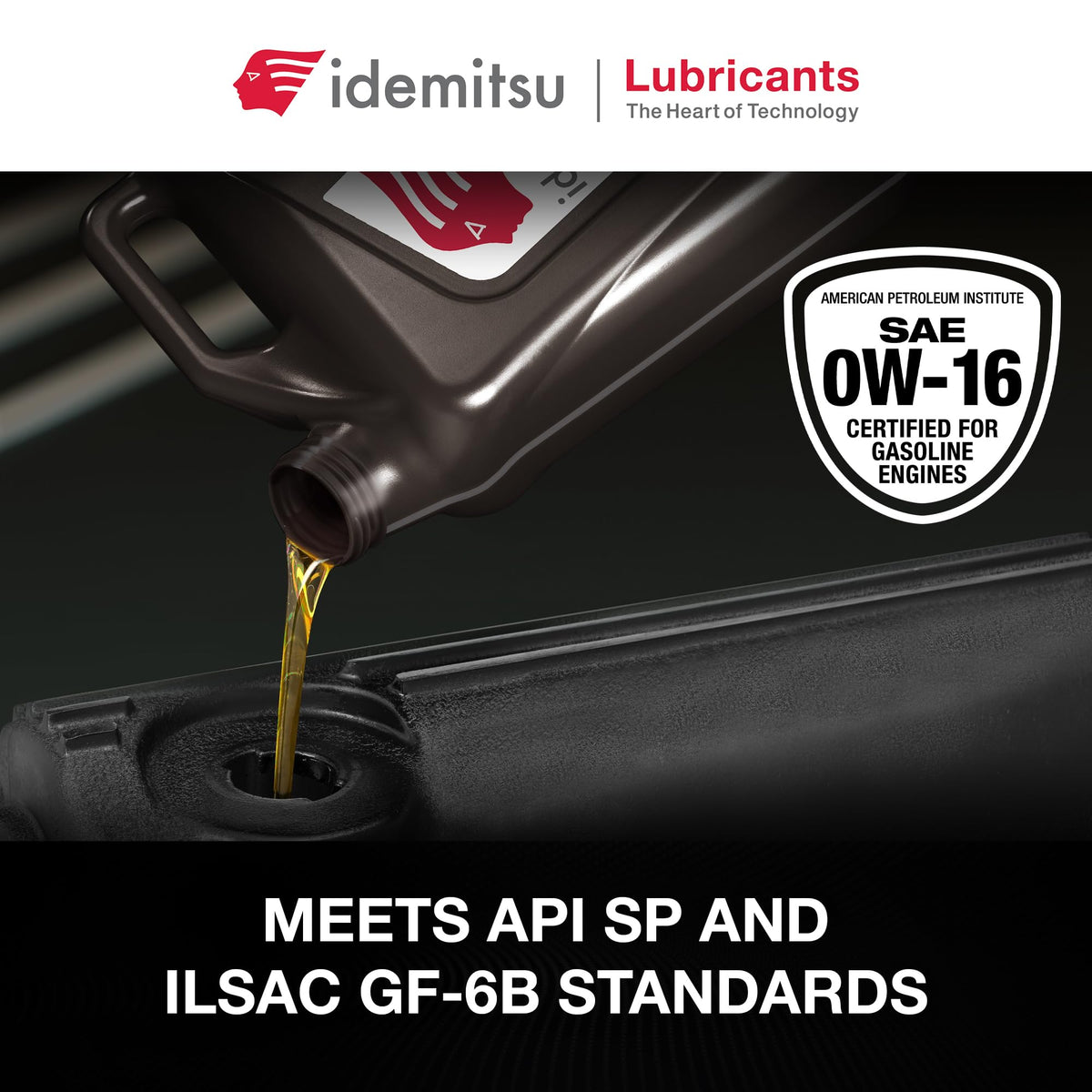 Idemitsu IFG7 five-quart container beside a measuring tape indicating compact, service-ready size