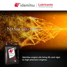 Idemitsu IFG7 side label close-up highlighting API SP/GF-6B specs and performance benefits