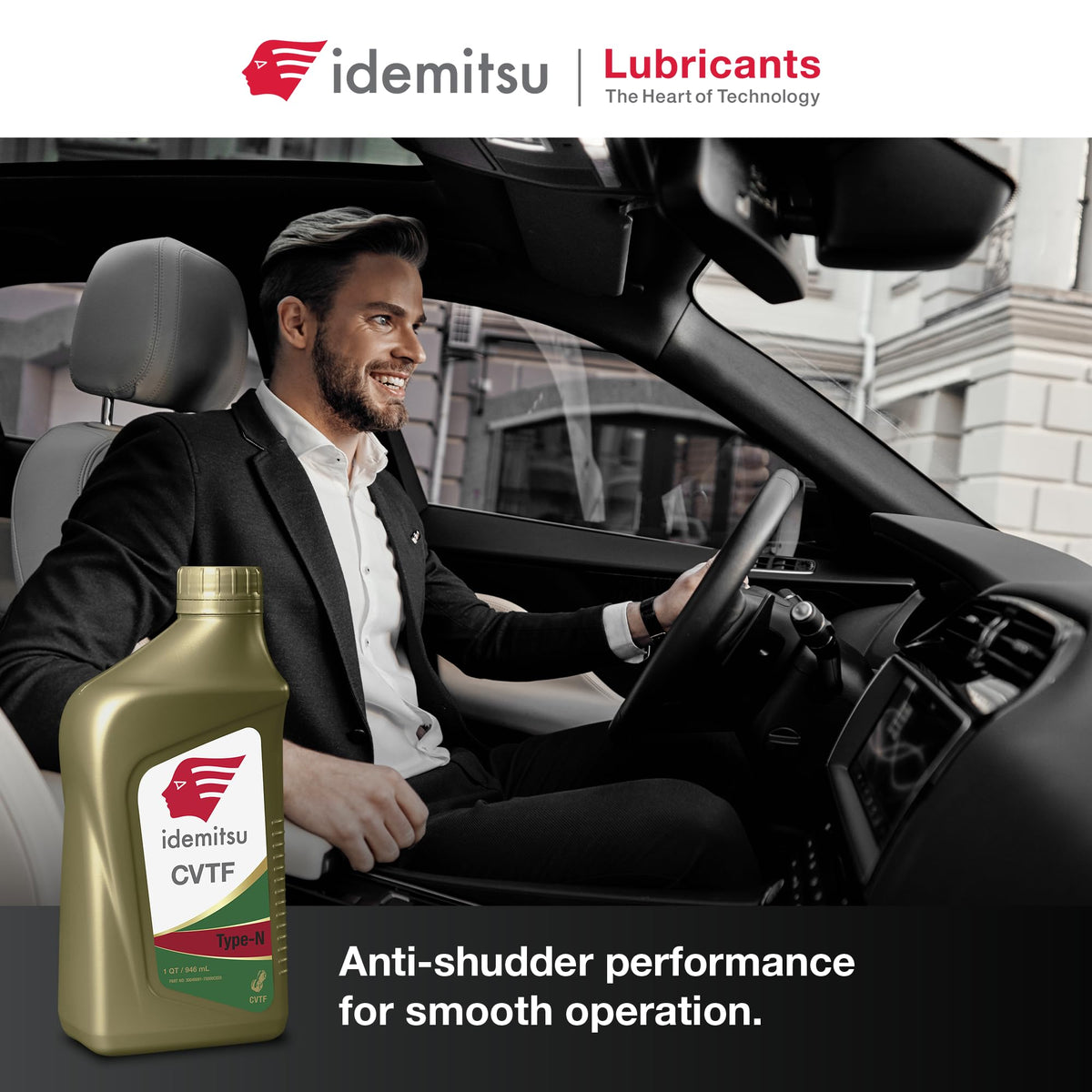 Idemitsu pouring into transmission filler demonstrating easy use and accurate topping
