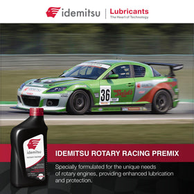 Idemitsu label closeup highlighting premix racing rotary formulation details