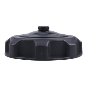 IEQFUE fuel cap installed on mower demonstrating proper fit and safety