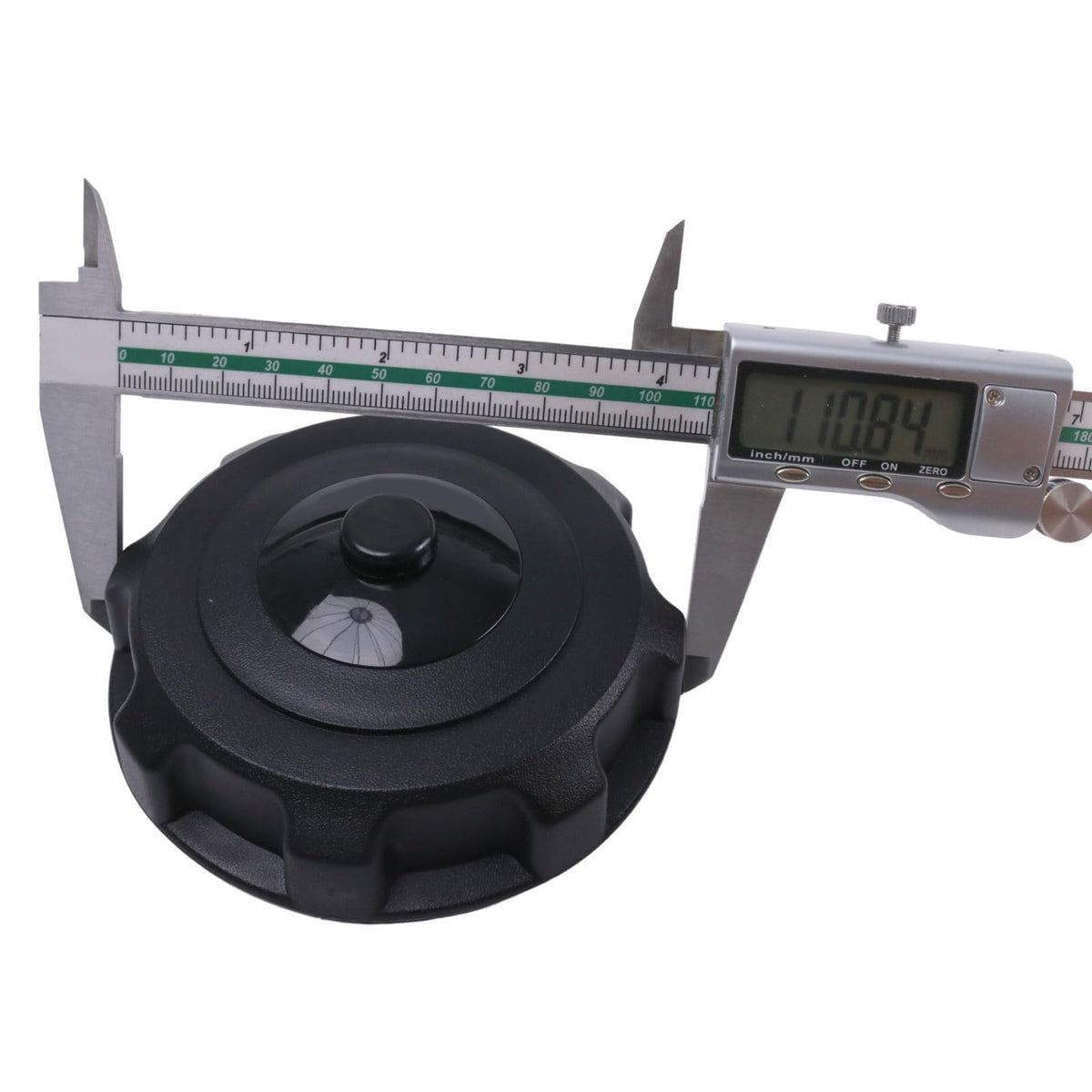 IEQFUE fuel cap next to ruler for 3.5 inch inside diameter scale