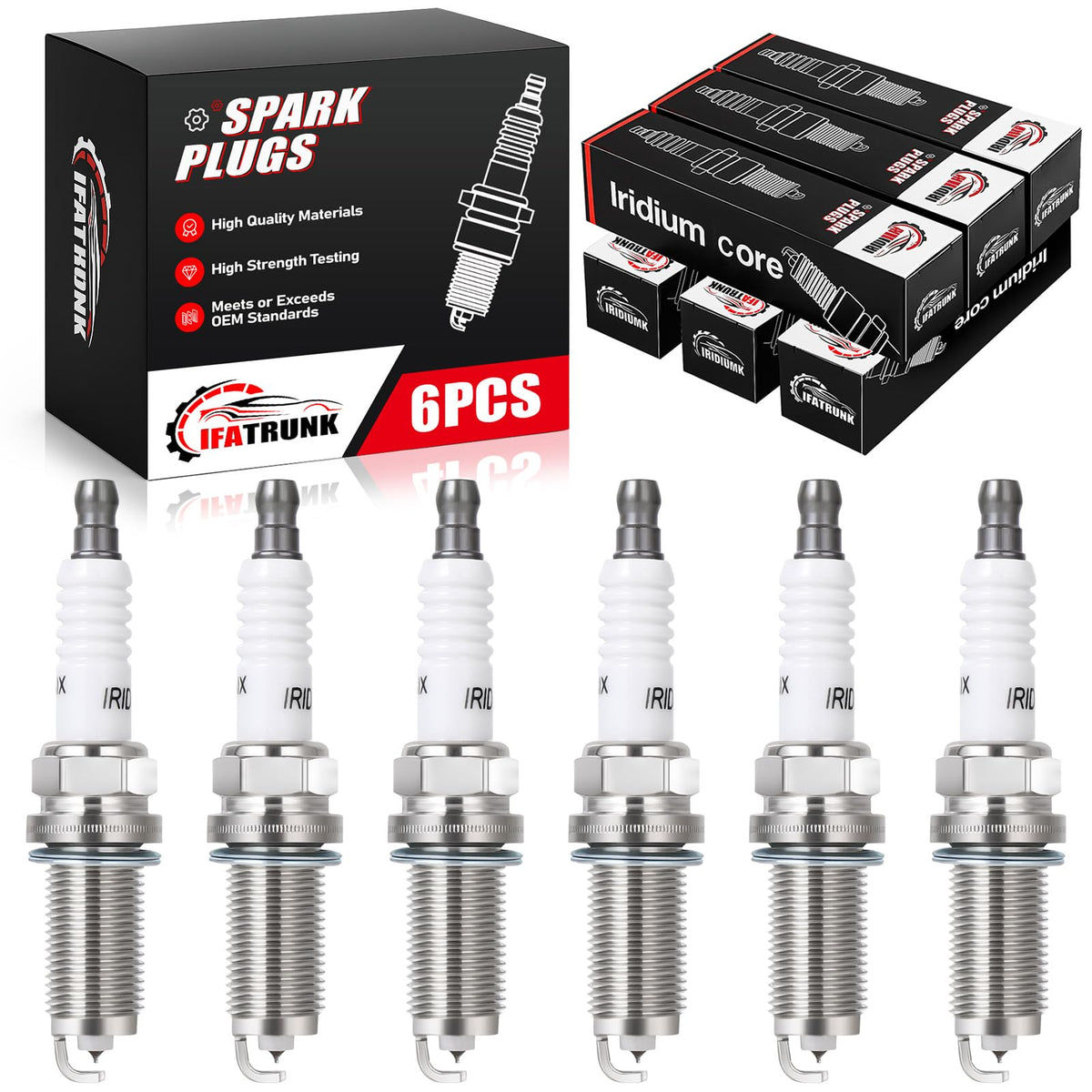 IFATRUNK front packaging showing six spark plugs and product benefits