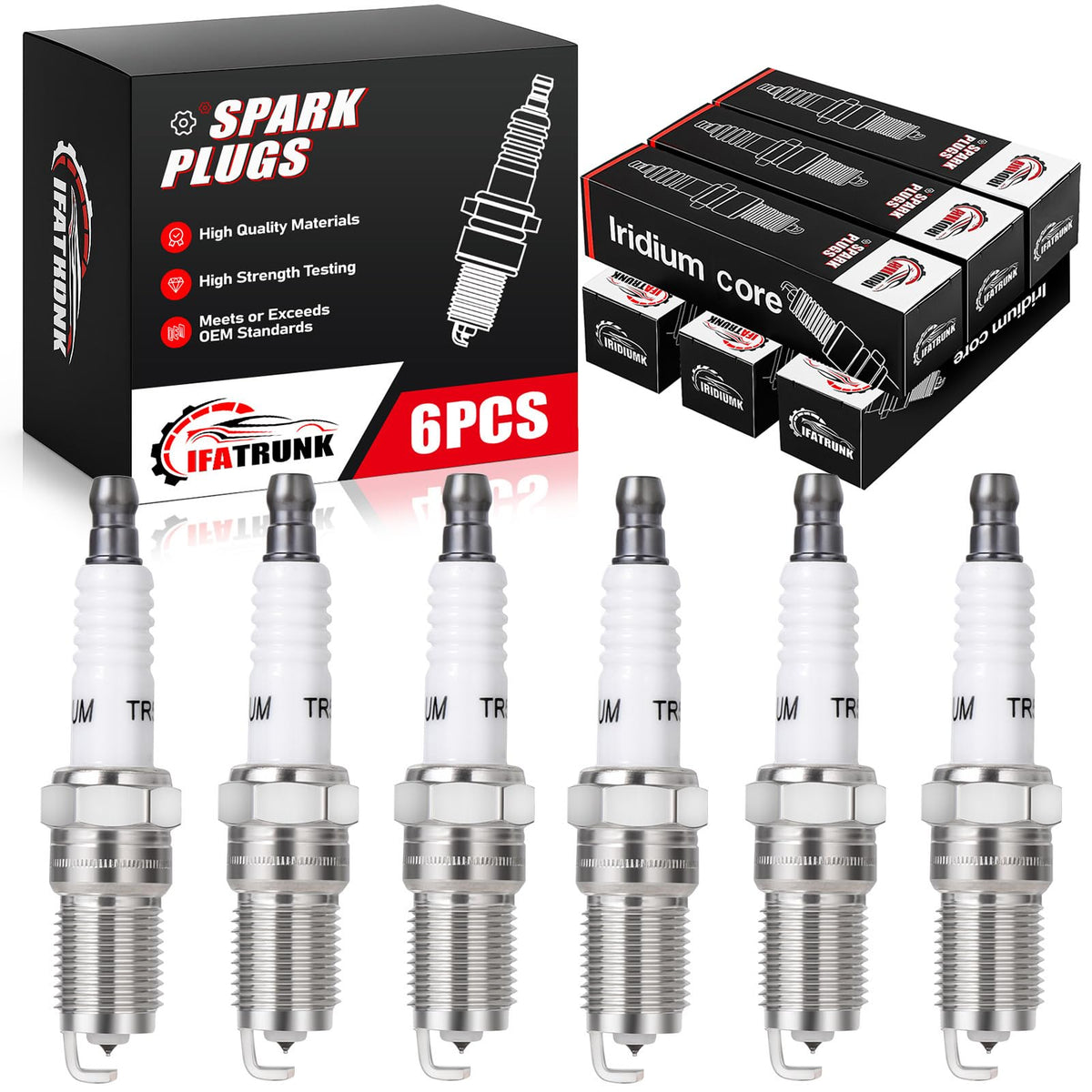 IFATRUNK front packaging showing six iridium spark plugs and model compatibility benefit