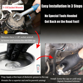 iFJF cap installed on fuel filter housing demonstrating proper fit