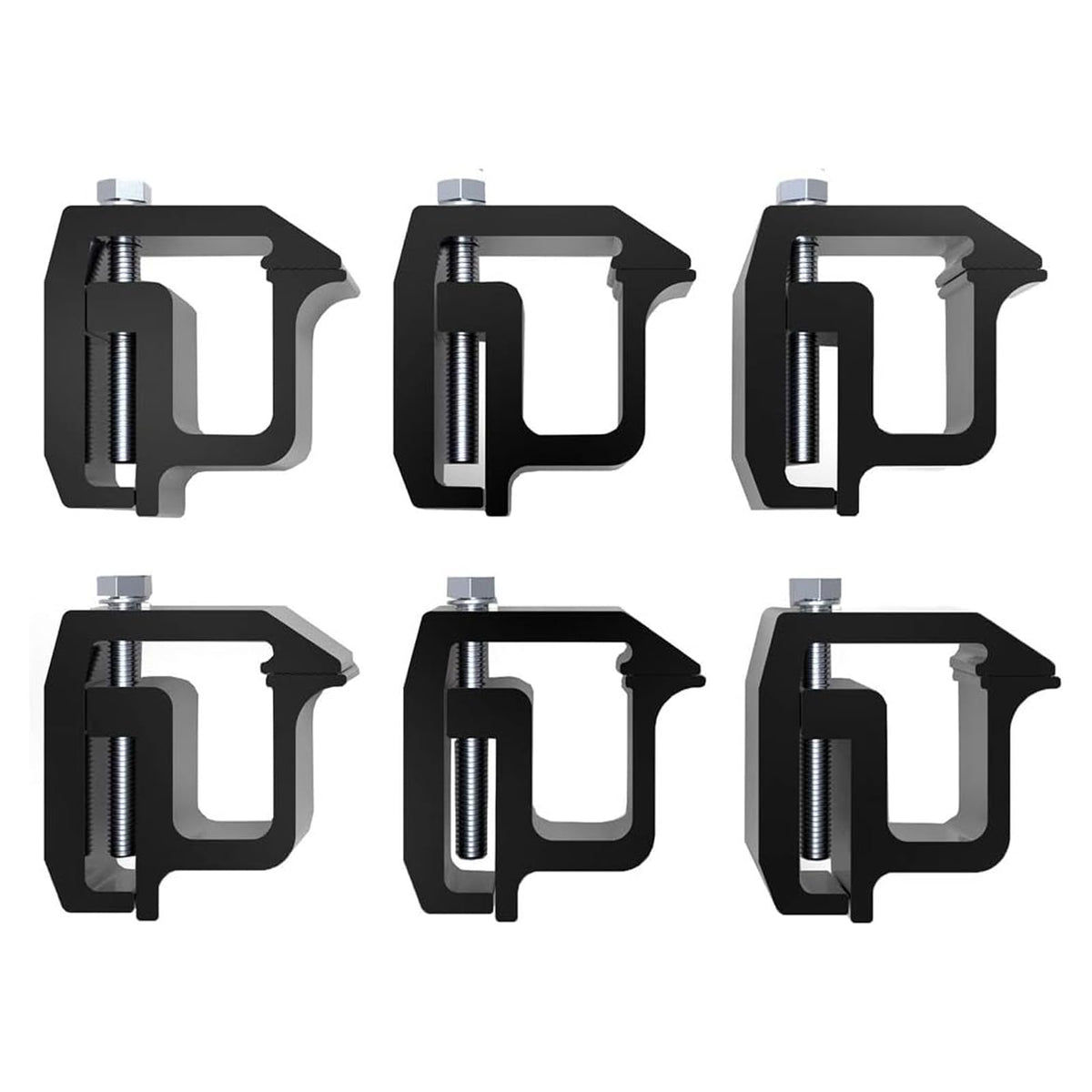 iFJF front view of six black clamps showing complete kit and fast setup benefit