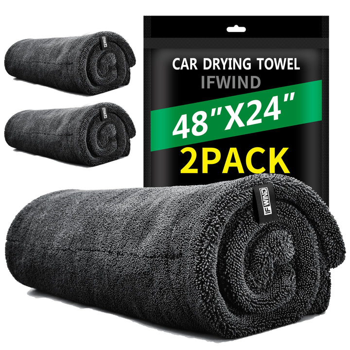 IFWIND front packaging view showing two large drying towels and clear sizing benefit