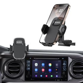iGoevo front view mounted on Tacoma dashboard shows secure placement