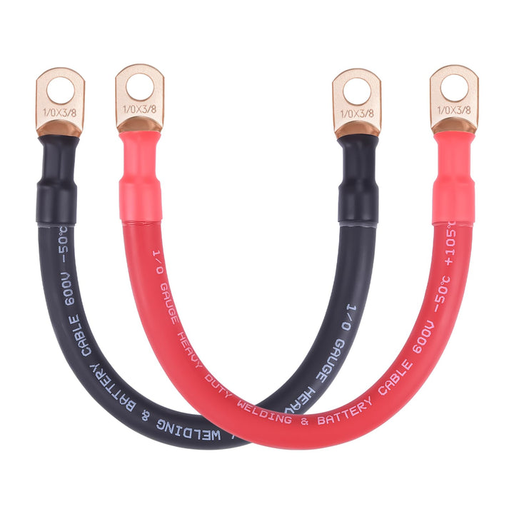 iGreely front view of 1ft red and black battery cable pair, durable connection