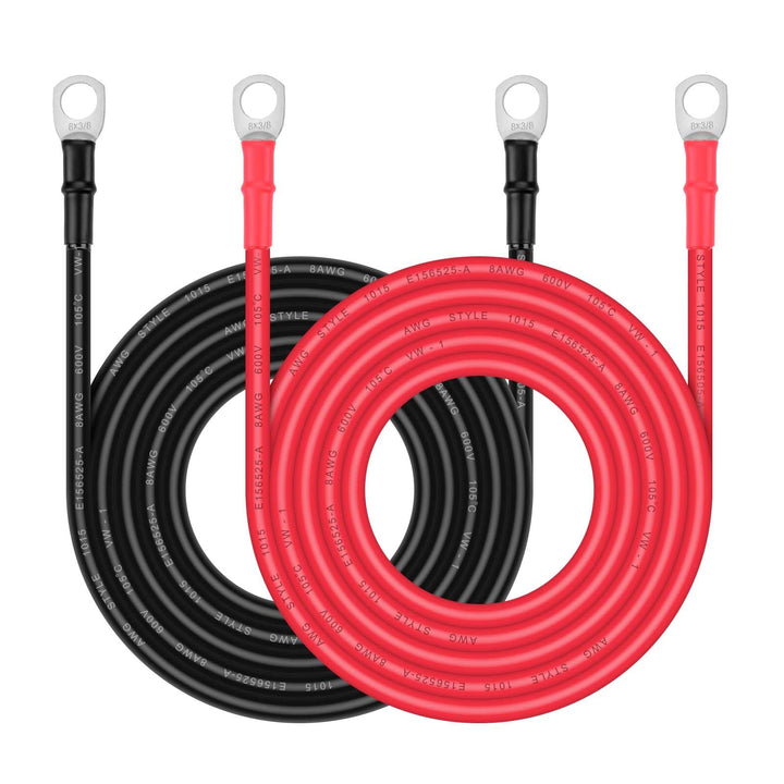 iGreely front view of red and black 8 AWG cables showing ready-to-install benefit