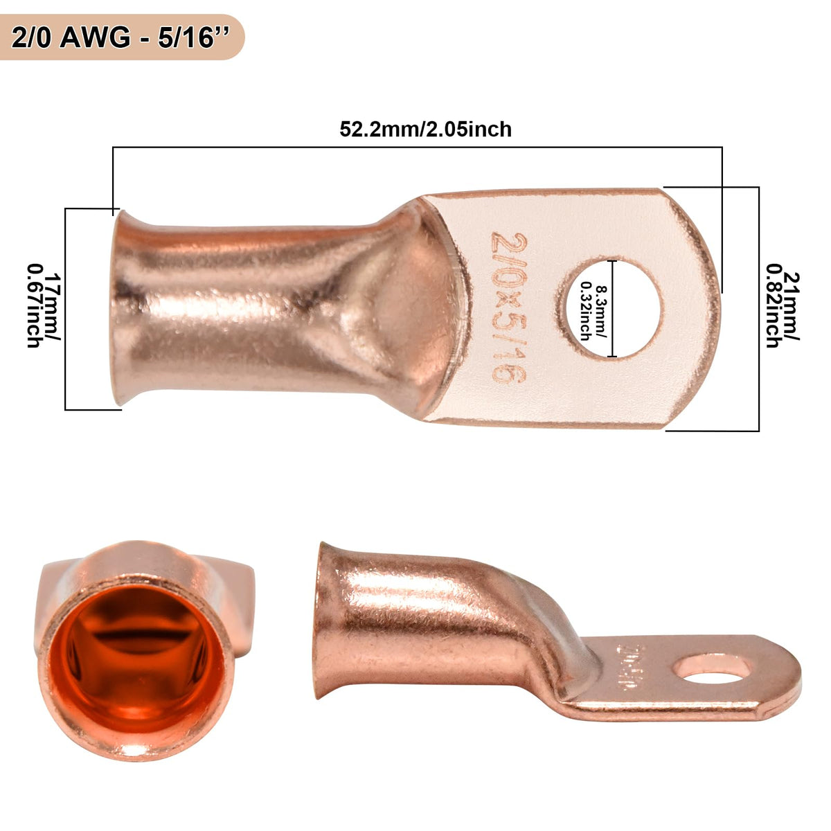 iGreely detail of pre-crimped 5/16" lug demonstrating secure connection and corrosion resistance benefit