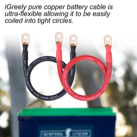 iGreely red and black pair laid out, color‑coded for correct polarity