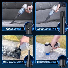 IHE using blower mode to clear dashboard dust for quick, dust-free surfaces