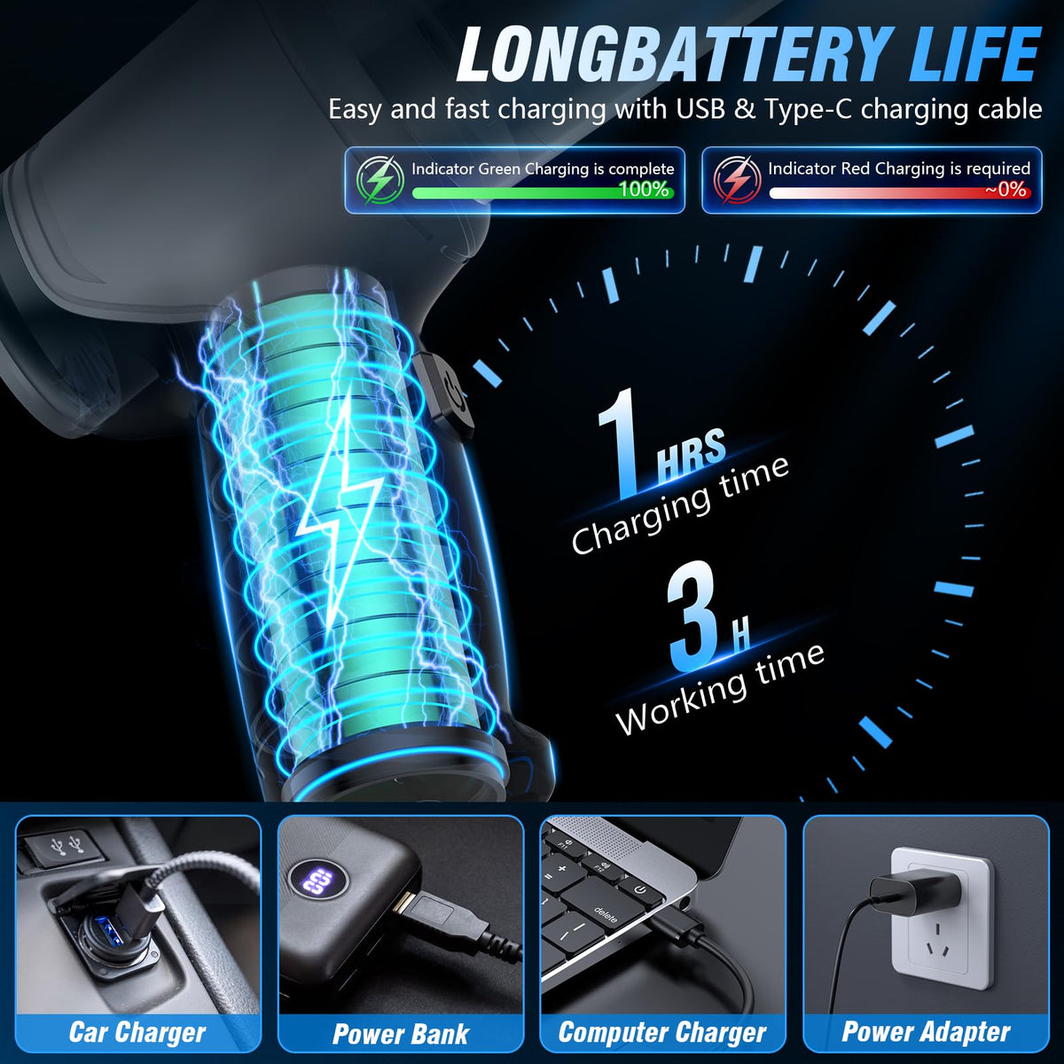 IHE handheld vacuum beside a hand for size comparison demonstrating portability