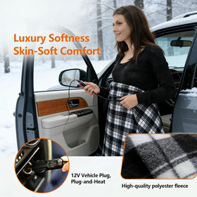 IHEALTHCOMFORT blanket plugged into car shows fast in‑vehicle warmth