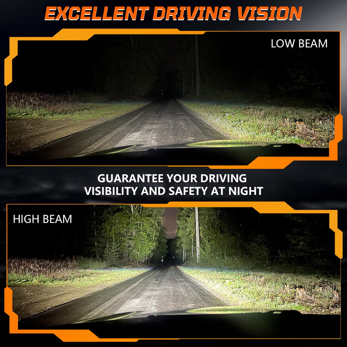 IHNZCB beam pattern on dark road illustrating clearer hotspot and improved visibility