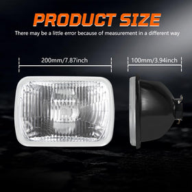 IHNZCB 7x6 headlight beside ruler showing accurate OEM sizing for fitment